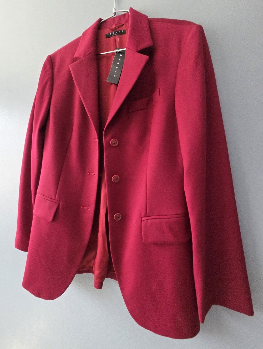 SISLEY RASPBERRY VINTAGE STRUCTURED SINGLE BREASTED BLAZER, ITALY 42